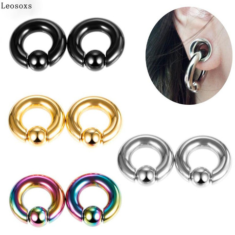 Leosoms-Tunnels et bouchons d'oreille en acier inoxydable, anneaux nez, anneau pour mamelon, Piercing de grande taille, bijoux de corps, 1 pièce ► Photo 1/6