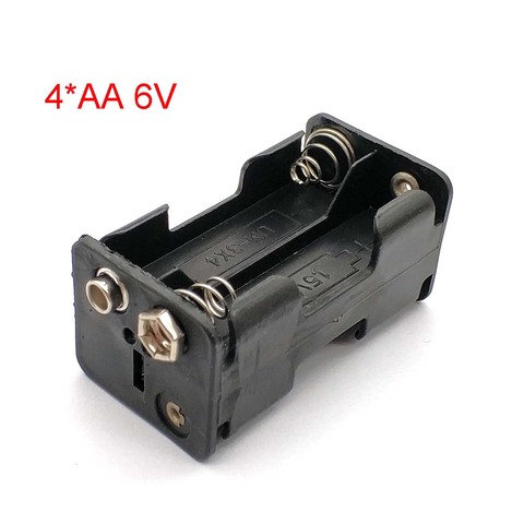 Support de batterie AA de haute qualité 6V pour 4 piles AA boîtier de rangement en plastique noir double couches avec connecteur 9V ► Photo 1/4