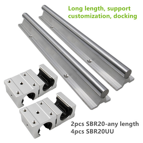 Rail de guidage linéaire rond avec bloc linéaire SBR20UU, 1850mm 1900mm 1950mm 2000mm, 4 pièces pour partie cnc, 2 pièces ► Photo 1/6