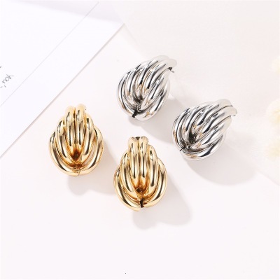 Boucles d'oreilles géométriques torsadées pour femmes et filles, accessoires bijoux, nouvelle mode ► Photo 1/6