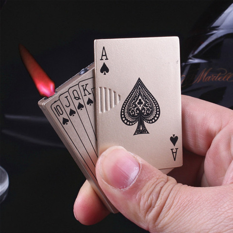 Briquet métallique en forme de Poker, allume cigare en Butane coupe-vent avec lampe UV, Gadget nouveau, sans gaz ► Photo 1/6