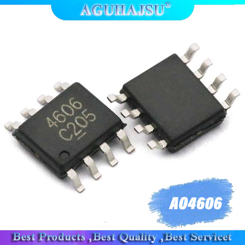 10 pièces AO4606 SOP8 AO4606C SOP SMD 4606 N + P canal haute tension MOSFET puce mos effet de champ transistor commutateur ► Photo 1/1