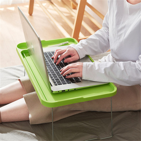 Bureau d'ordinateur pliant avec porte-gobelet, bureau de lit Portable pour ordinateur Portable, fente pour carte de téléphone Portable créative, support de Table d'étude pour ordinateur Portable ► Photo 1/1