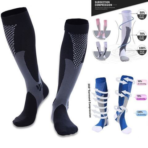 Chaussettes de Golf unisexes à Compression, bas de Golf, varices à pression, bas de genou, soutien élevé, Circulation de pression extensible ► Photo 1/6