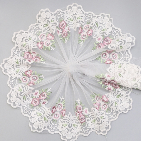 Rideau en tissu dentelle brodé Floral blanc, 2Yards, accessoires pour vêtements faits à la main, garniture en dentelle pour canapé, 20cm de largeur ► Photo 1/6