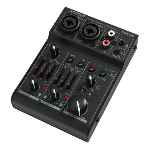 Ammoon AGM02 Mini Console de mixage de carte son 2 canaux table de mixage Audio numérique EQ 2 bandes alimentation fantôme 48V intégrée pour la diffusion ► Photo 1/6