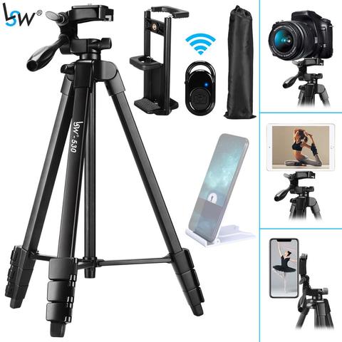 Trépied pour caméra tablette 60 pouces/150cm aluminium téléphone trépied pour téléphone/iPad/ DSLR caméra avec support de montage de télécommande ► Photo 1/6