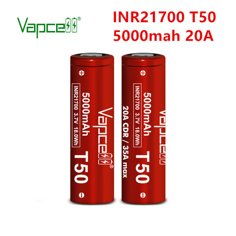 Vapcell – batterie lithium-ion rechargeable, INR 21700 T50, 5000mah, 20A, 3.7V, pour outils électriques, lampe de poche, livraison gratuite ► Photo 1/6