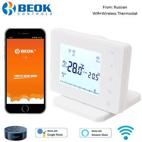Beok WiFi & RF Thermostat sans fil pour chaudière à gaz salle de chauffage à distance contrôleur de température intelligent fonctionne avec Google Home Alexa ► Photo 1/6