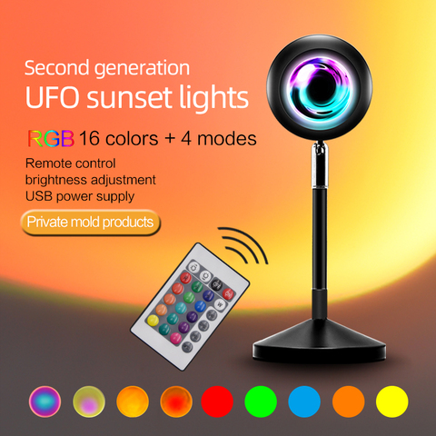 Lampe de Projection de coucher de soleil Led USB, veilleuse colorée pour la maison, la chambre à coucher, décoration murale, projecteur, changement de couleur gratuit ► Photo 1/6