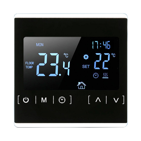 Thermostat électrique pour salle de chauffage, 110/120V 230V, régulateur de température, tout écran tactile noir et rétro-éclairage ► Photo 1/6