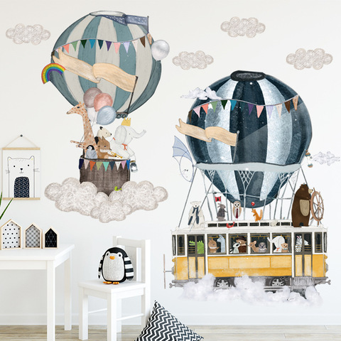 Ballon à air chaud mignon autocollant mural enfants chambres décor vinyle Stickers muraux décoration de la maison enfants chambre autocollants peintures murales papier peint ► Photo 1/6