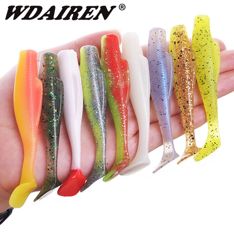 6 pièces flottant eau douce appât 85mm 5g Wobblers Jig leurre de pêche T queue nageurs élastique Silicone artificiel appâts de pêche ► Photo 1/6