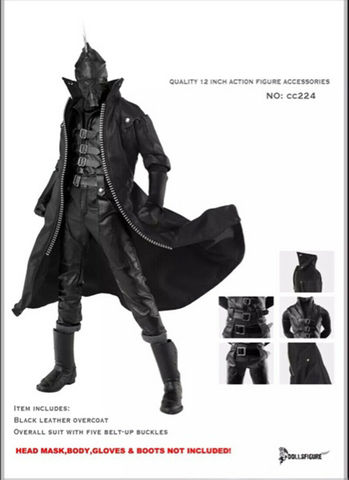 1/6 mâle noir cuir pardessus manteau coupe-vent vêtements costumes modèle CC224 F poupée ► Photo 1/1