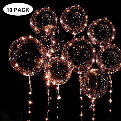 Paquet de 10 lumière LED Up Bobo ballons 18 pouces lueur ballon d'hélium Transparent avec 3M guirlandes lumineuses pour la fête de noël décor de mariage ► Photo 1/6