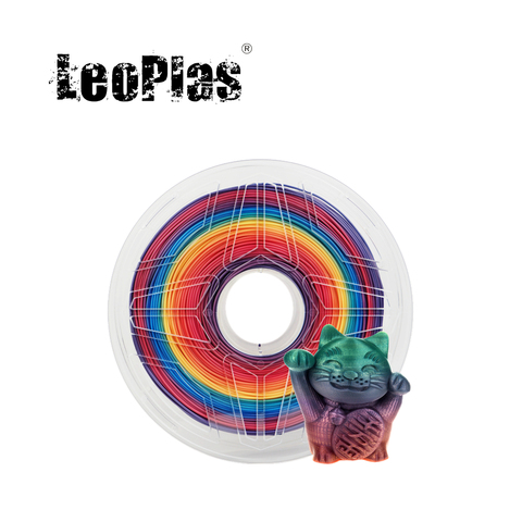 Leobas – Filament PLA arc-en-ciel pour imprimante 3D, consommable d'imprimante en plastique, 1kg, 1.75mm de diamètre, dégradé de couleurs aléatoire ► Photo 1/6