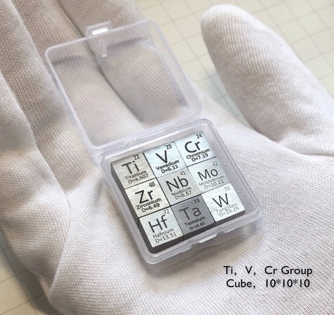 Cube en Vanadium, Niobium, tantale, molybdène, chrome titane Hafnium, densité 10mm, 99.95% éléments Cubes ► Photo 1/6