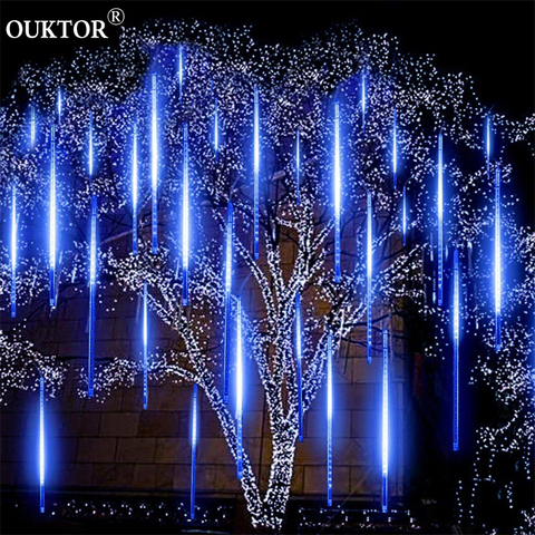 LED de noël pluie de météores LED guirlandes lumineuses 50cm 30cm 20cm LED guirlandes lumineuses pour fête jardin lumière de noël en plein air ► Photo 1/6