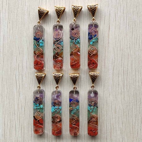 Pendentifs en pierre naturelle colorée, style rétro, améthystes, Lapis Lazuli, 7 couleurs, 8 pièces/lot, vente en gros, livraison gratuite, 2022 ► Photo 1/4