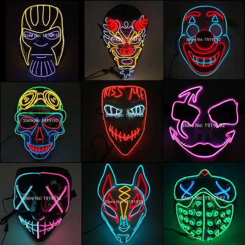 Halloween carnaval fête Costume décoration LED lumineuse masque Halloween masque LED Maske allumer des masques de fête pour la fête de la lueur ► Photo 1/6
