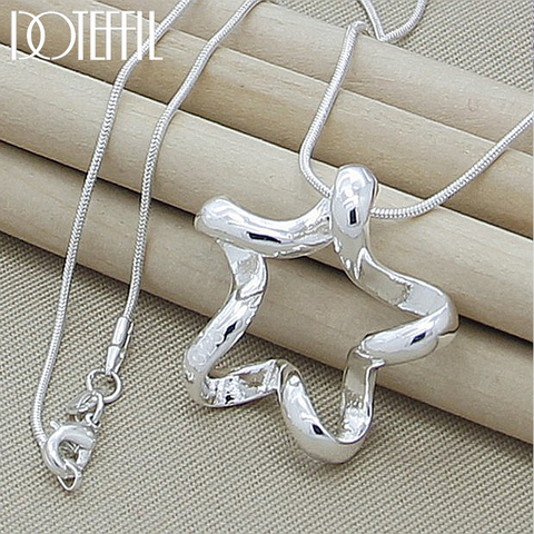 DOTEFFIL 925 en argent Sterling étoile de mer pendentif collier 18/20/22/24 pouces serpent chaîne pour les femmes mode mariage fiançailles bijoux ► Photo 1/6