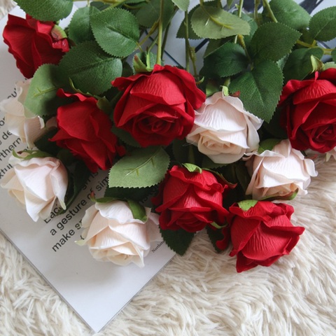 Faux Rose Bouquet Vases pour la décoration de la maison accessoires mariage plantes décoratives clairance nuptiale floristique fleurs artificielles ► Photo 1/6