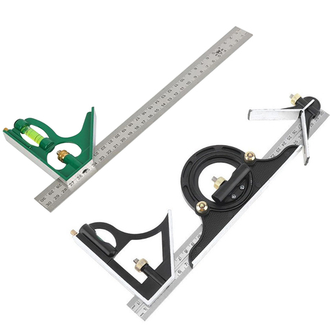 Ensemble de combinaison Multi d'outils de mesure d'acier inoxydable de rapporteur de règle d'angle droit carré pour des ingénieurs de travail du bois ► Photo 1/6