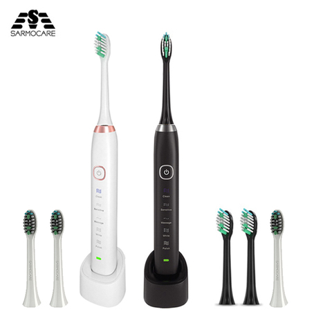 Brosse à dents électrique S100 à ultrasons, sans fil, batterie rechargeable IPX7, étanche, tête de brosse supplémentaire incluse ► Photo 1/6