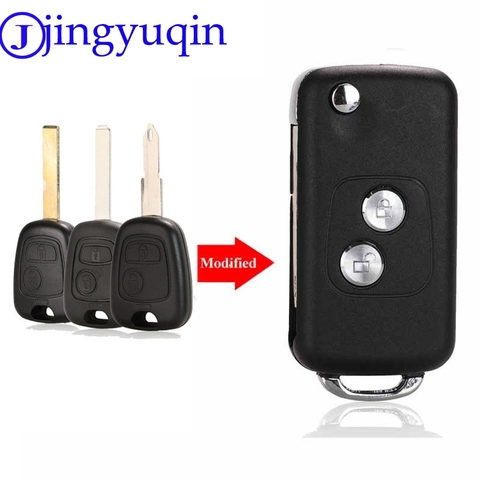 Jingyuqin-coque pour clé de voiture à 2 boutons, pliable, pour citroën C1, C2, C3, Xsara, Picasso et Peugeot 206, 306, 307, 406 ► Photo 1/6