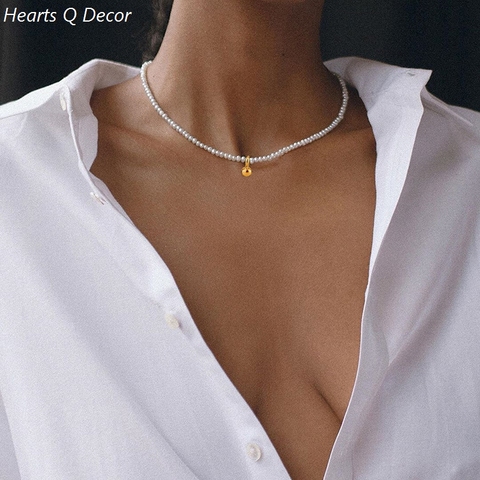 Collier ras du cou avec perles naturelles d'eau douce pour femmes, glamour, style Baroque, bijoux, robe, doux, Boho, tendance, INS Classic OL ► Photo 1/6