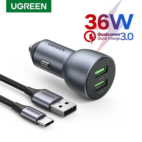 Ugreen – chargeur de voiture 36W QC QC Quick Charge 3.0 pour Samsung S10 9, Charge rapide pour téléphone portable Xiaomi iPhone QC3.0, USB ► Photo 1/6