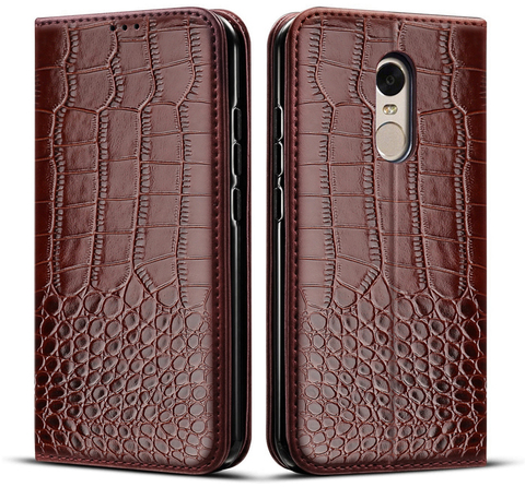 Coque de téléphone à rabat en cuir, texture Crocodile, étui pour Xiaomi Redmi Note 4X ► Photo 1/5