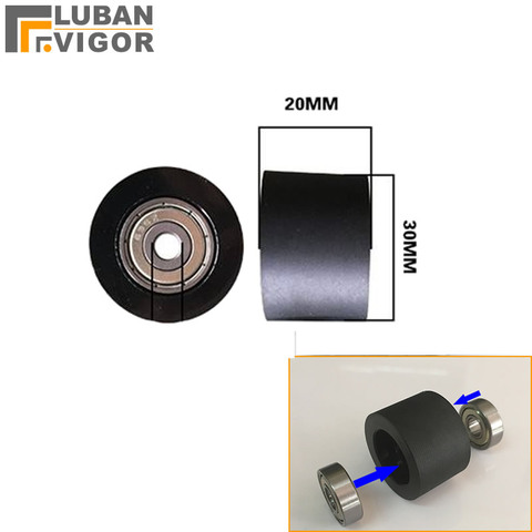 Roulement en polyuréthane noir, roue en caoutchouc dur, diamètre 30mm, hauteur 20mm, poulie d'entraînement, roue de guidage muet Double roulement ► Photo 1/4