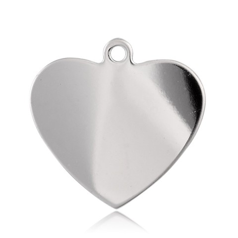 Pendentifs en forme de cœur en acier inoxydable, étiquette vierge pour Bracelet, boucle d'oreille, collier, trou de 3mm, 10 pièces ► Photo 1/2