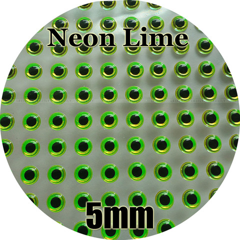 Néon 3D Fluorescent 5mm. Lime/vente en gros, 500 doux moulé 3D holographique yeux de poisson, attache de mouche, Jig, fabrication de leurres ► Photo 1/1