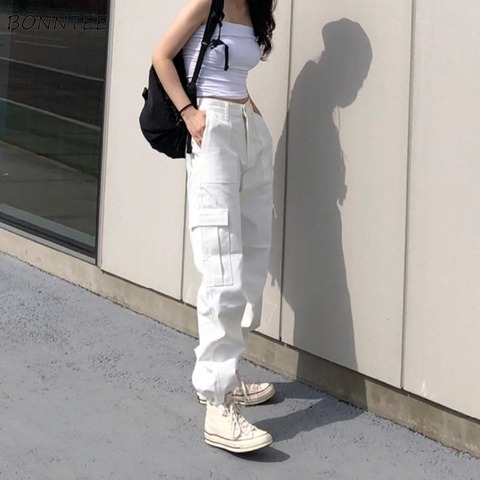 Pantalon unisexe Cargo pour femmes, uni, Harajuku, Chic, rétro, style BF Streetwear, faisceau Kpop, nouveauté populaire, Simple, décontracté ► Photo 1/6