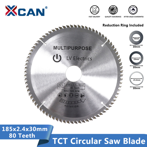 XCAN-lame de scie à pointes en carbure, lame de coupe circulaire en carbure, 185mm, 80 dents TCT, 1 pièce ► Photo 1/6