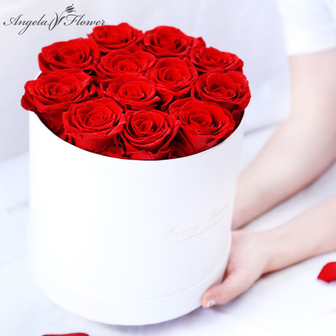 Préservé immortel Rose fleurs avec câlin seau boîte cadeau mariage Bouquet matériaux vie éternelle fleur Rose saint valentin cadeau ► Photo 1/6
