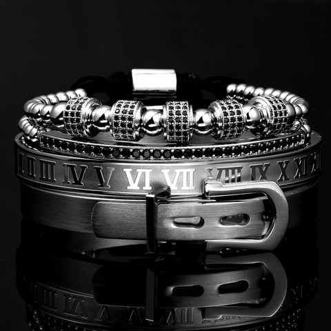 Bracelet de luxe Roman Royal classique en acier inoxydable, manchette, à la mode en acier titane Type C à chiffres torsadés pour hommes ► Photo 1/5