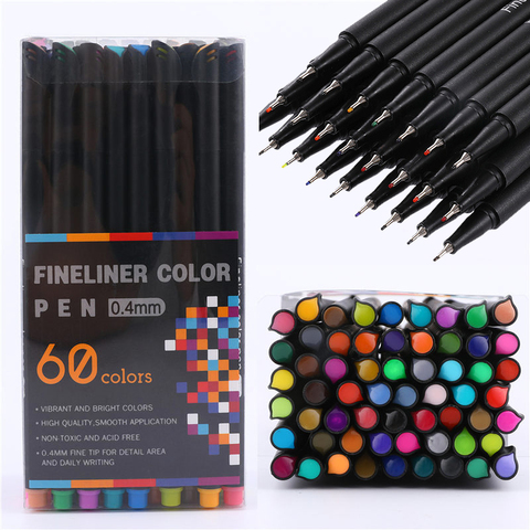 Ensemble de stylos à bille fins colorés, 0.4mm, marqueurs artistiques, pour dessin, croquis, Tiralineas ► Photo 1/6