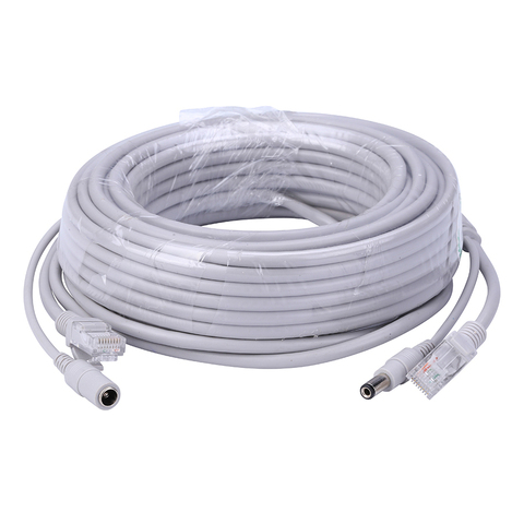 Câble Ethernet RJ45 + Extension d'alimentation cc pour caméras IP, système NVR, 5M/10M/20M/30M, 2.1mm/5.5mm en option ► Photo 1/4