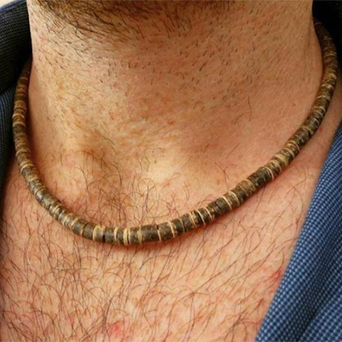 2022 mode collier hommes Vintage 4mm/6mm/8mm bois naturel chapelet collier pour lui homme Viking collier accessoires bouddha cadeau ► Photo 1/6
