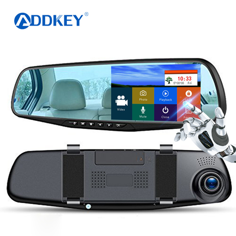 ADDKEY-caméra de tableau de bord pour voiture, double objectif, dashcam, écran tactile, FHD 4.3 P, 1080 pouces, enregistreur vidéo avec rétroviseur, caméra de recul ► Photo 1/6