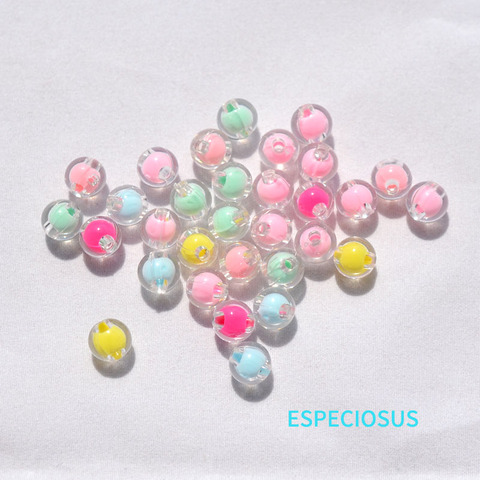 Perles rondes acryliques multicolores, 8MM, accessoires de fabrication de bracelets, bijoux à bricoler soi-même pièces, perles d'espacement, 100 pièces ► Photo 1/3