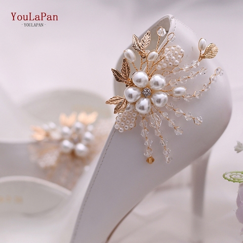 YouLaPan 2 pièces/lot amovible mariée haut talon pince strass chaussures de mariage boucle femmes décoration perles fleur perle chaussures Clips ► Photo 1/6