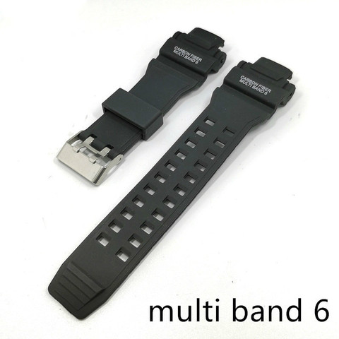 Bracelet en Silicone pour montre connectée Casio G SHOCK Multi Band 6, étanche, noir, en acier inoxydable, avec boucle ► Photo 1/5