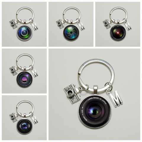 Porte-clés pour appareil photo avec 26 lettres et nom, pendentif avec objectif SLR, bijoux de personnalité pour photographe ► Photo 1/6