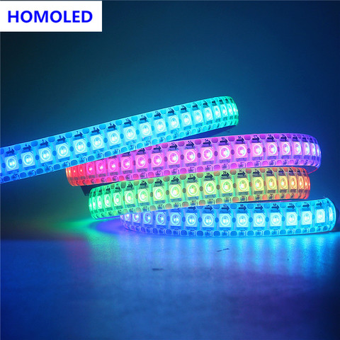 Bande lumineuse RGB Led, adressable individuellement, noir/blanc, PCB IP30/65/67 5V, 1m 2m 4m 5m WS2812B ► Photo 1/6