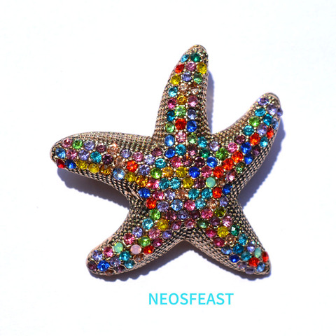 Broche en strass pour femmes, bijoux Vintage, étoile de mer, élégant, décoration de manteau, multicolore, cadeaux de fête pour dames, accessoires de robe ► Photo 1/6