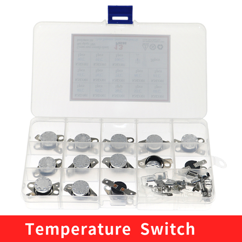 Thermostat NC KSD301 40 °C-100 °C, interrupteur de contrôle thermique de la température, Kit d'assortiment normalement fermé, 13 pièces ► Photo 1/4